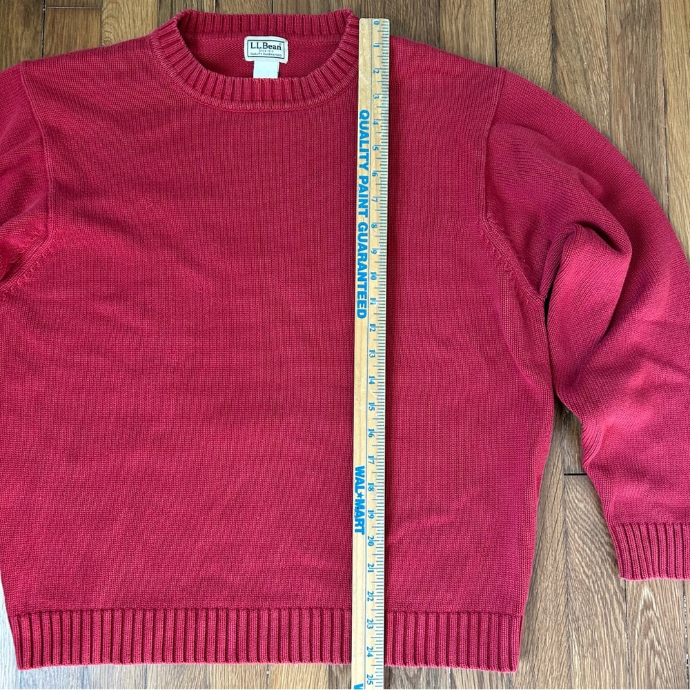 LL Bean 100% Cotton Sweater Mens Regular Medium Classic Knit Red 90s OFW84 VTG - Picture 7 of 7